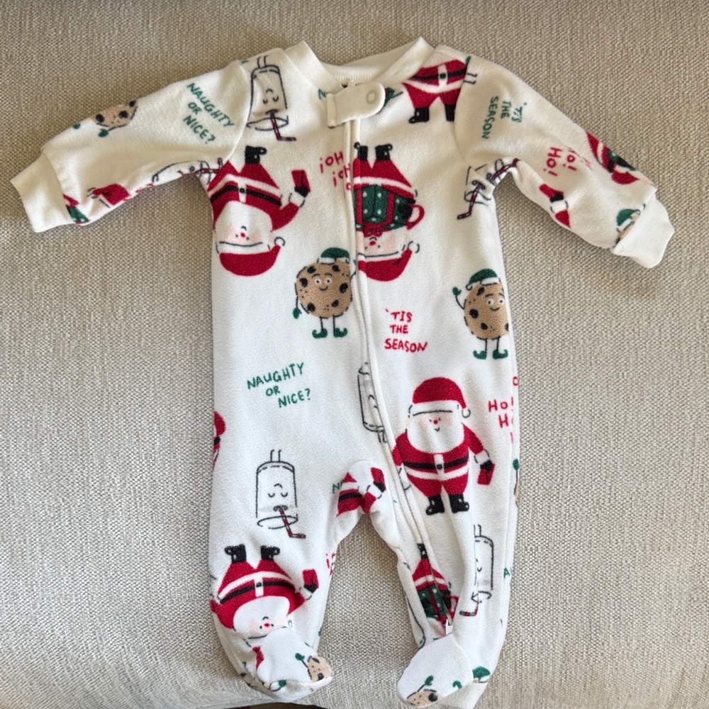 Carter's White and Red Santa Cookie Print Footie